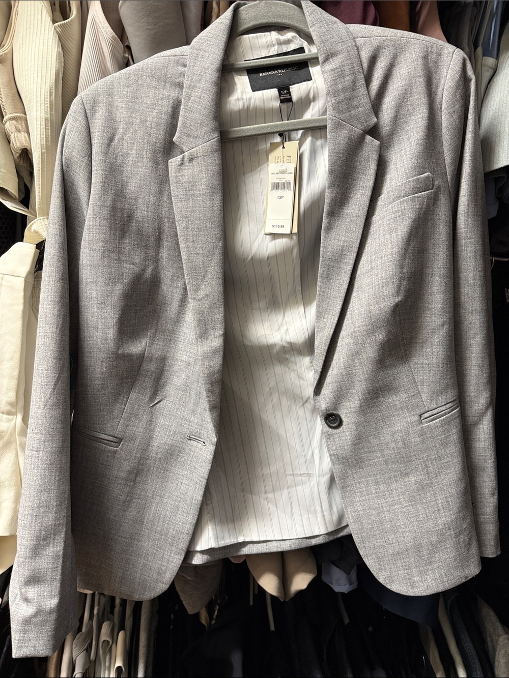 Banana Republic Light Gray Single-Button Blazer